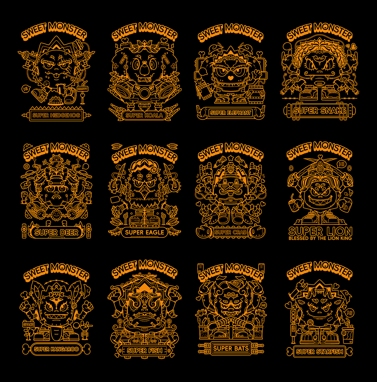 {甜心怪物}系列下部-矢量插画