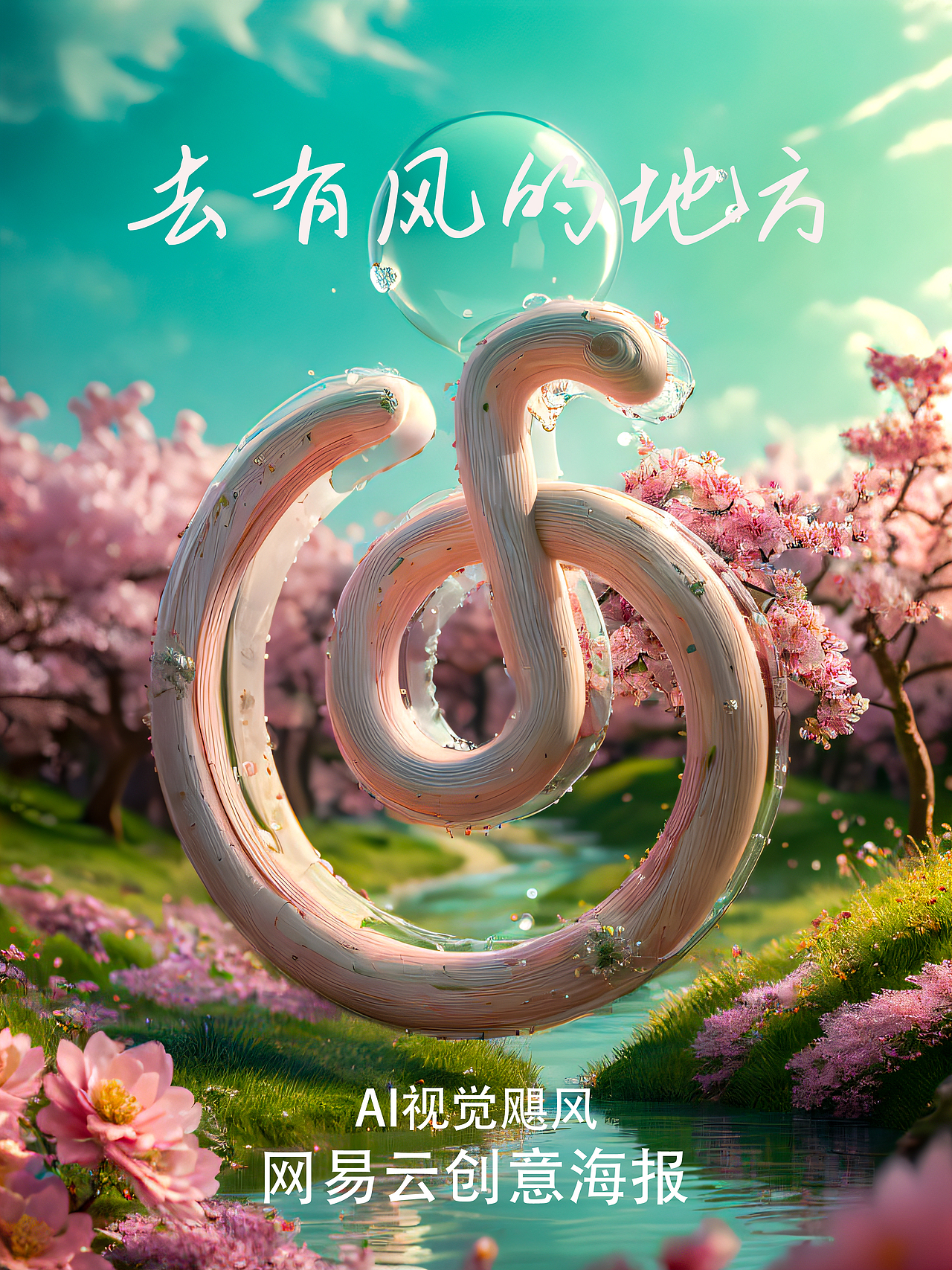 去有风的地方，网易云创意海报（图ZMzcxNjQ4NjUy） - AI作品 - 站酷设计师AI视觉飓风原创素材 - 站酷ZCOOL