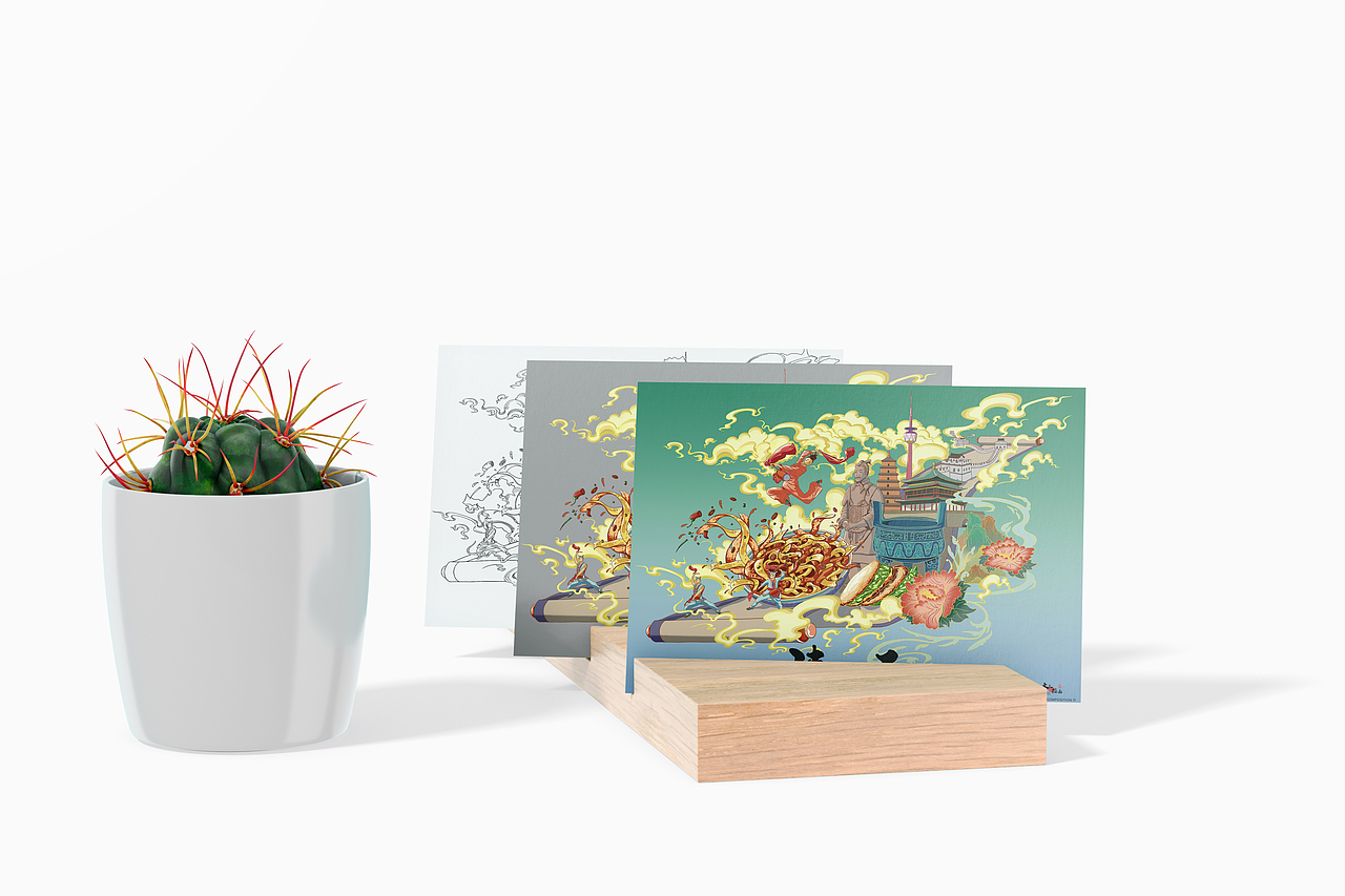 城市地域文化插画————陕西