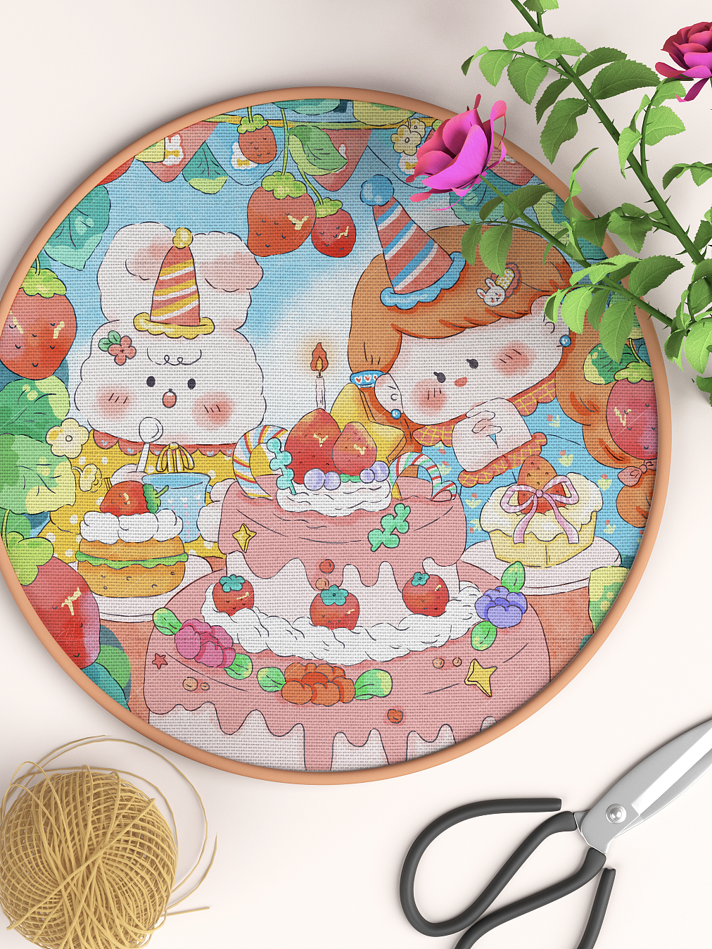 原创治愈系插画-兔咪的发发世界(夏日版)