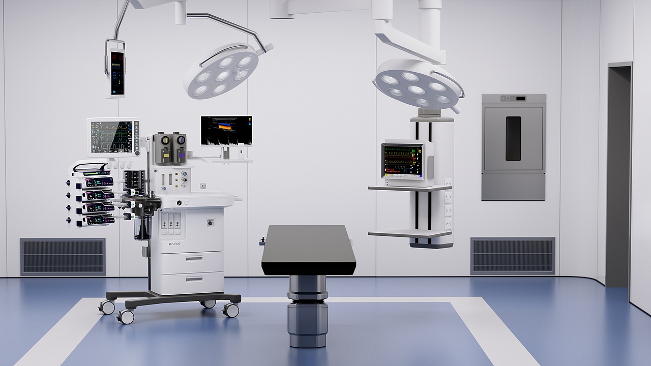 Etesia 麻醉机 + p-Fusion S1 TCI 系统注射泵+ iSoniQ 70掌超 + 监护仪 + 灯床塔