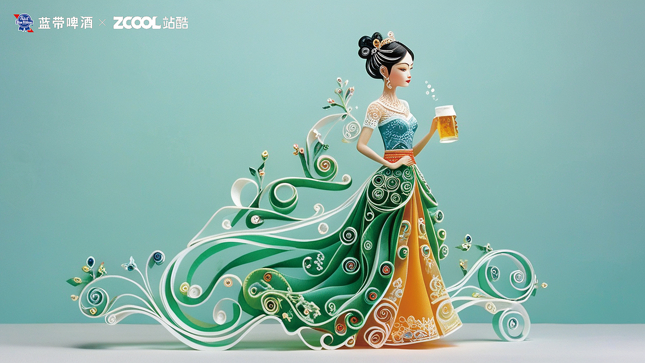 蓝带将军啤酒设计（衍纸艺术）