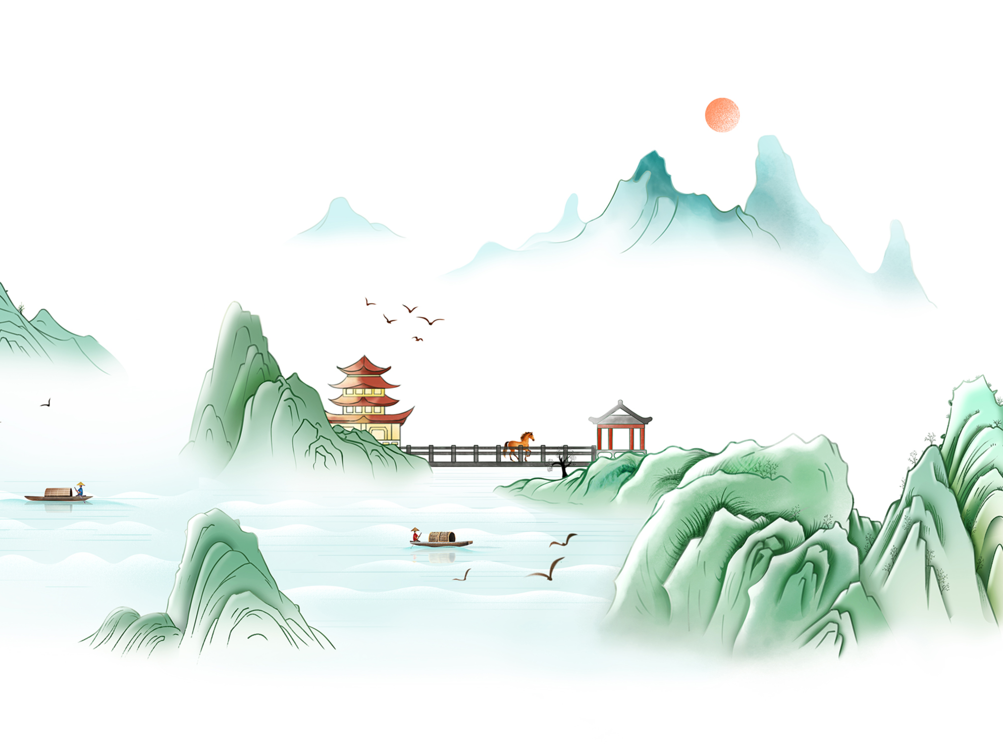 八马茶业——西湖龙井明前瓷罐插画设计