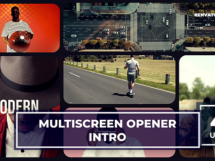 AE模板|多屏开场分割拼贴时尚视频图像LOGO广告综艺