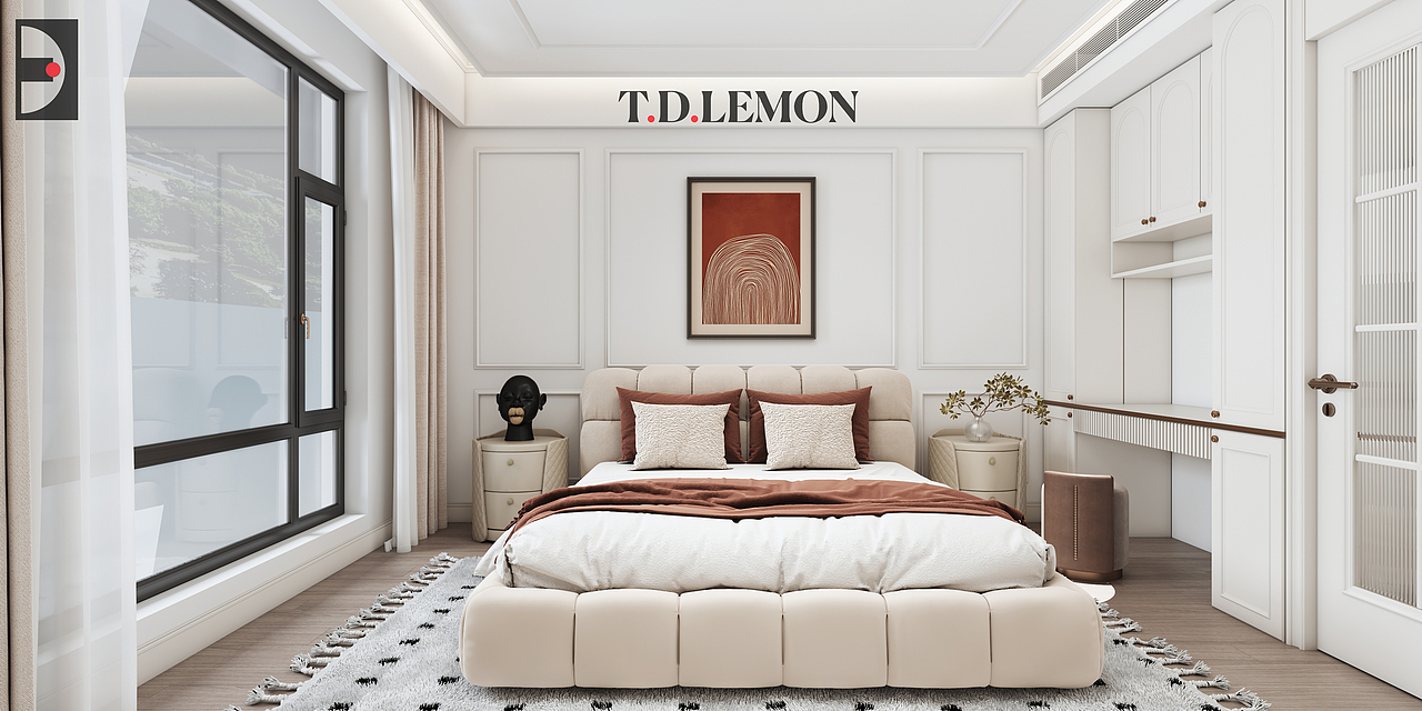 二层主卧利用经济的石膏线塑造法式氛围感