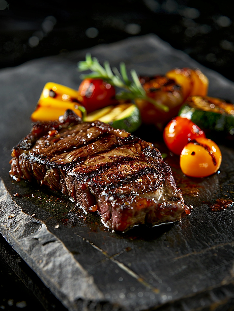 AIGC 牛排微距摄影海报