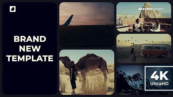 AE模板|时尚分屏画廊风格照片动效动画展示开场旅游