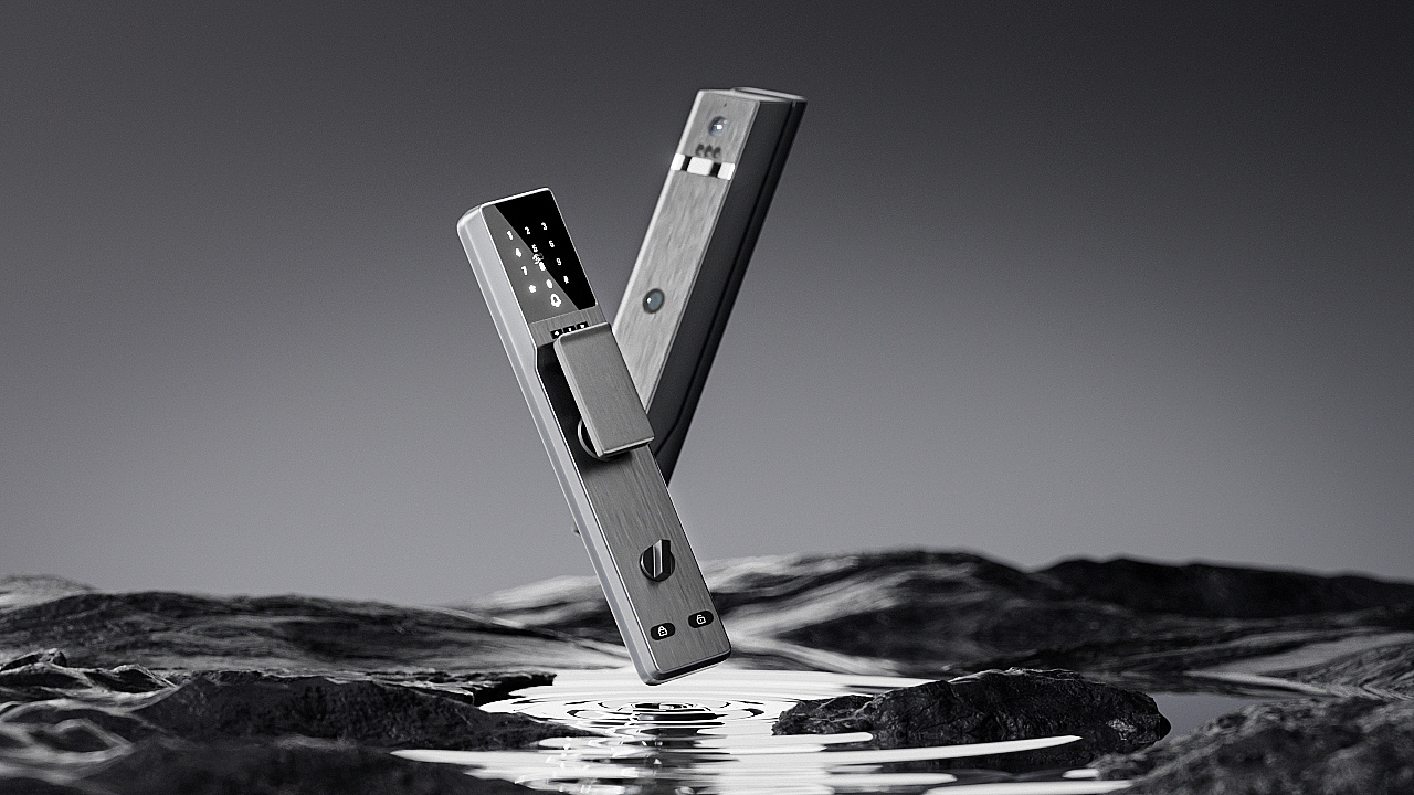 粘毛卷和智能锁产品渲染