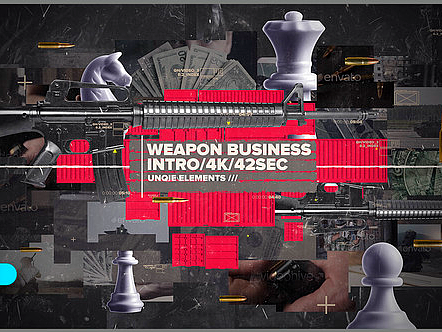 AE模板|独特动态武器动画视频展示战争电影动画开场