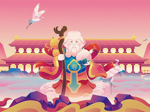 五福插画（个人主页-ZNjg5MTM5MDQ=） - 商业插画 - 站酷设计师LeftTurn原创素材 - 站酷ZCOOL