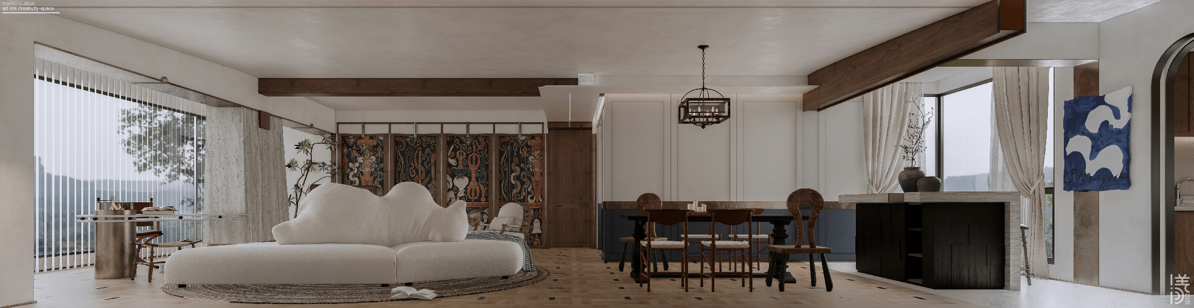 Young设计 | 美式复古碰撞多元审美，打造都市中的艺术宅邸