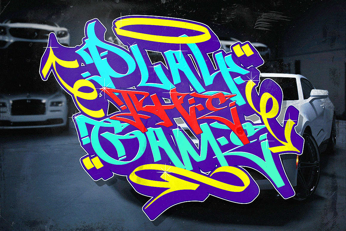 街头潮流嘻哈音乐海报专辑封面标题手写涂鸦英文字体