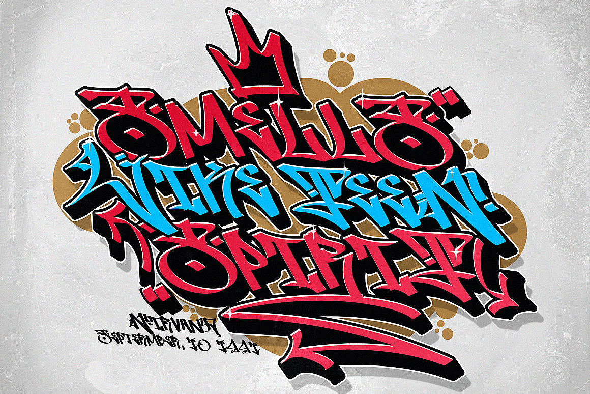 街头潮流嘻哈音乐海报专辑封面标题手写涂鸦英文字体