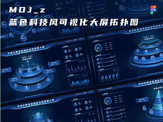 MOJ_z 蓝色科技风可视化大屏拓扑图