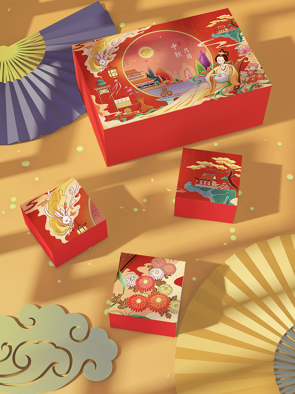 美美的2024中秋节礼盒插画