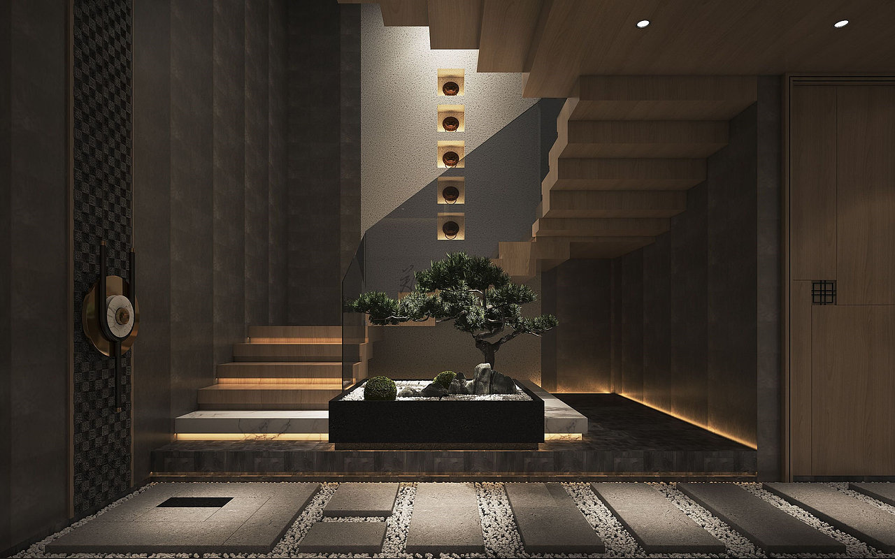 工装/新中式茶楼效果图表现