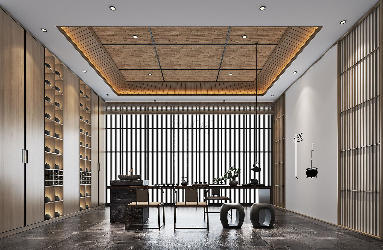 工装/新中式茶楼效果图表现