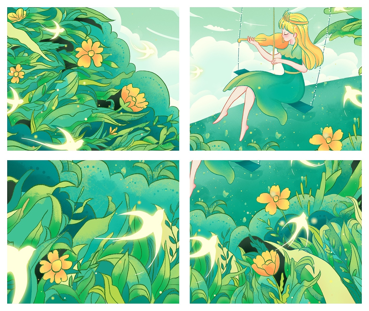 日式淡彩风插画