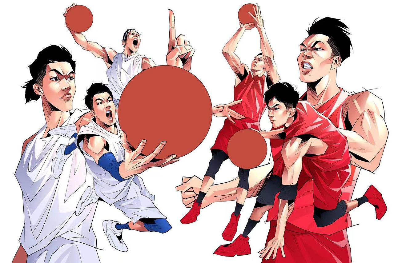 战马2024战码之王接头篮球插画 街球美漫写实