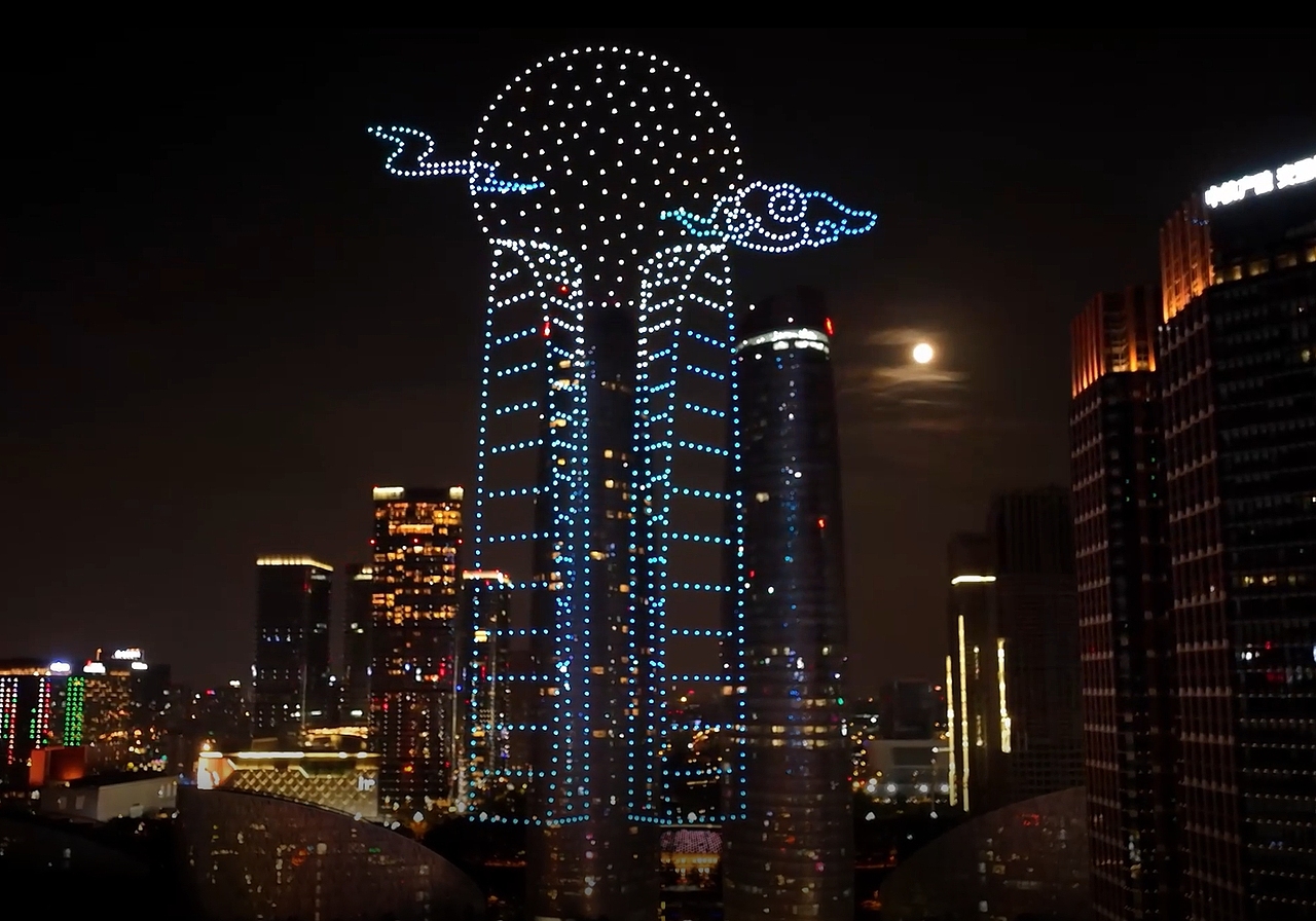 2023年成都金融城双子楼千架无人机演艺中秋佳节，绝美（图ZMzcxOTAyOTgw） - 其他三维 - 站酷设计师BAO檬原创素材 - 站酷ZCOOL