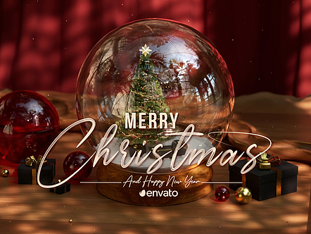 AE模板|高级节日氛围雪球圣诞节标志LOGO演绎动画开场