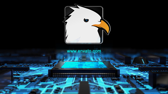 AE模板|未来科幻高科技3D电路动画能源标志LOGO排版