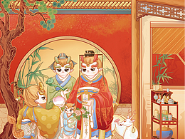 商插/故宫福禄寿喜礼盒插画设计