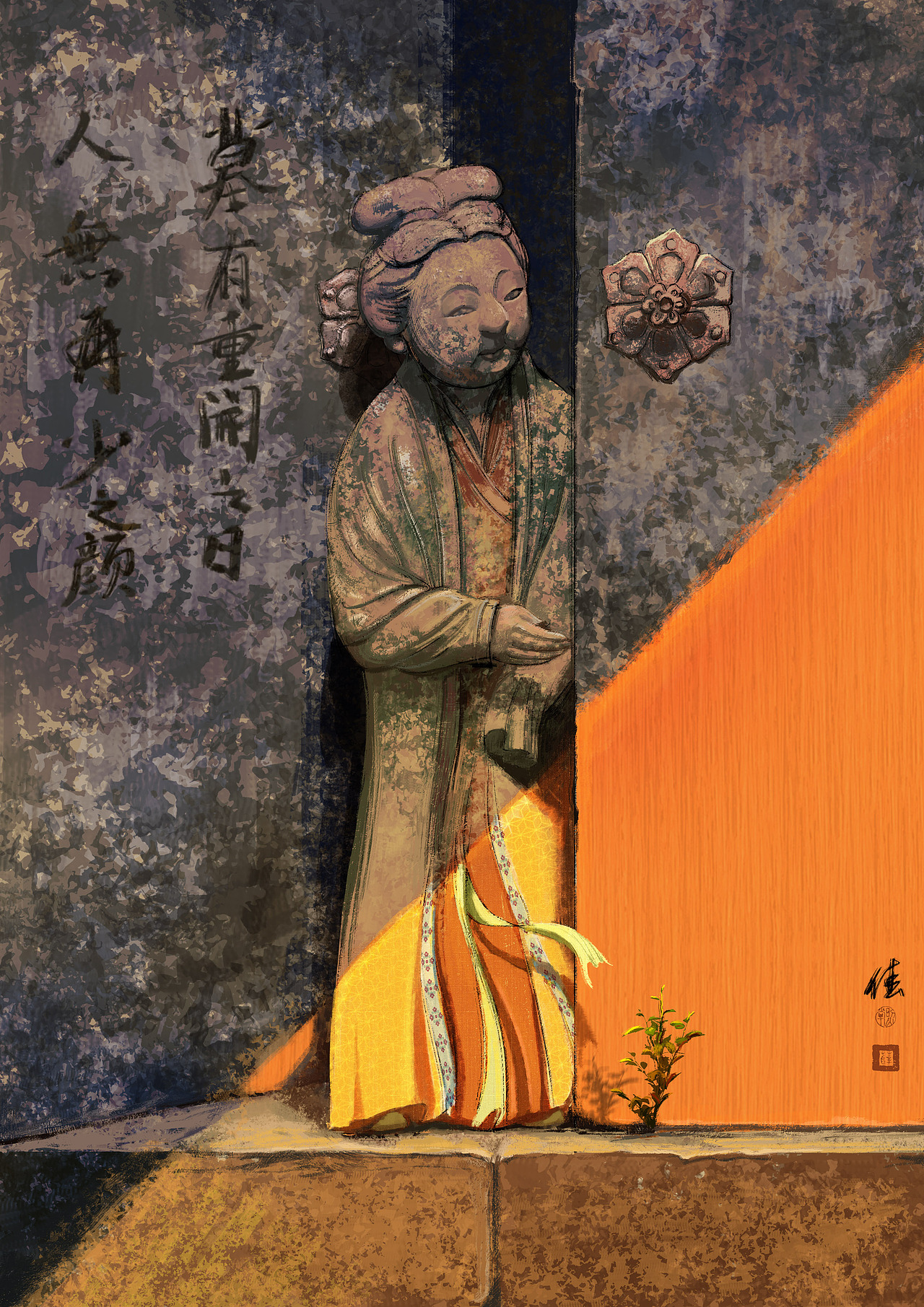 妇人启门图（图ZMzcxOTc2MjUy） - 艺术插画 - 站酷设计师靴嘎嘎原创素材 - 站酷ZCOOL