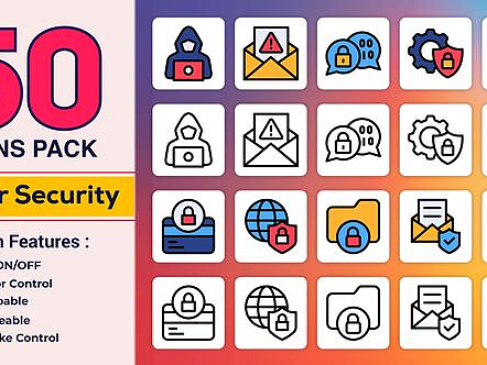 AE模板|创意平面线条商业初创公司双图标包展示片头