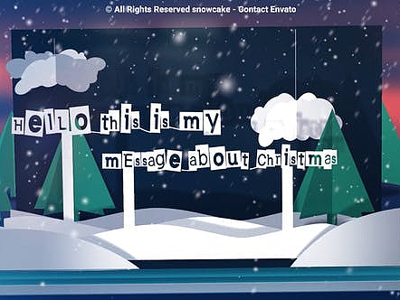 AE模板|圣诞节创意卡纸效果文字标题雪花动态片头