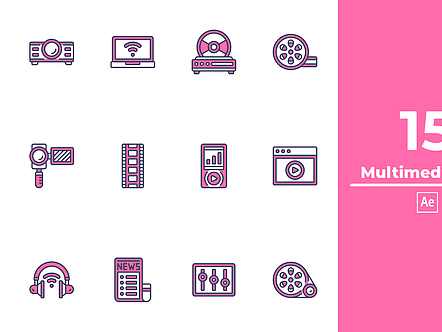 AE模板|简约动态多媒体图标动画展示片头