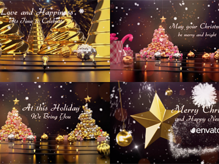 AE模板|精美设计时尚闪光颗粒圣诞装饰烟花标题LOGO