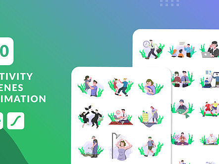 AE模板|简约高级卡通动漫场景在线营销帖子展示动画