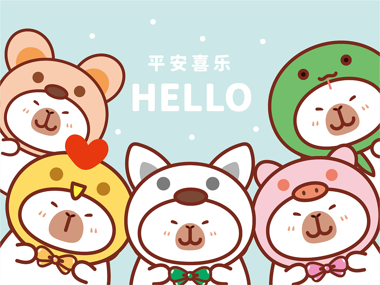 卡皮巴拉水豚萌萌IP卡通形象设计十二生肖 可合作