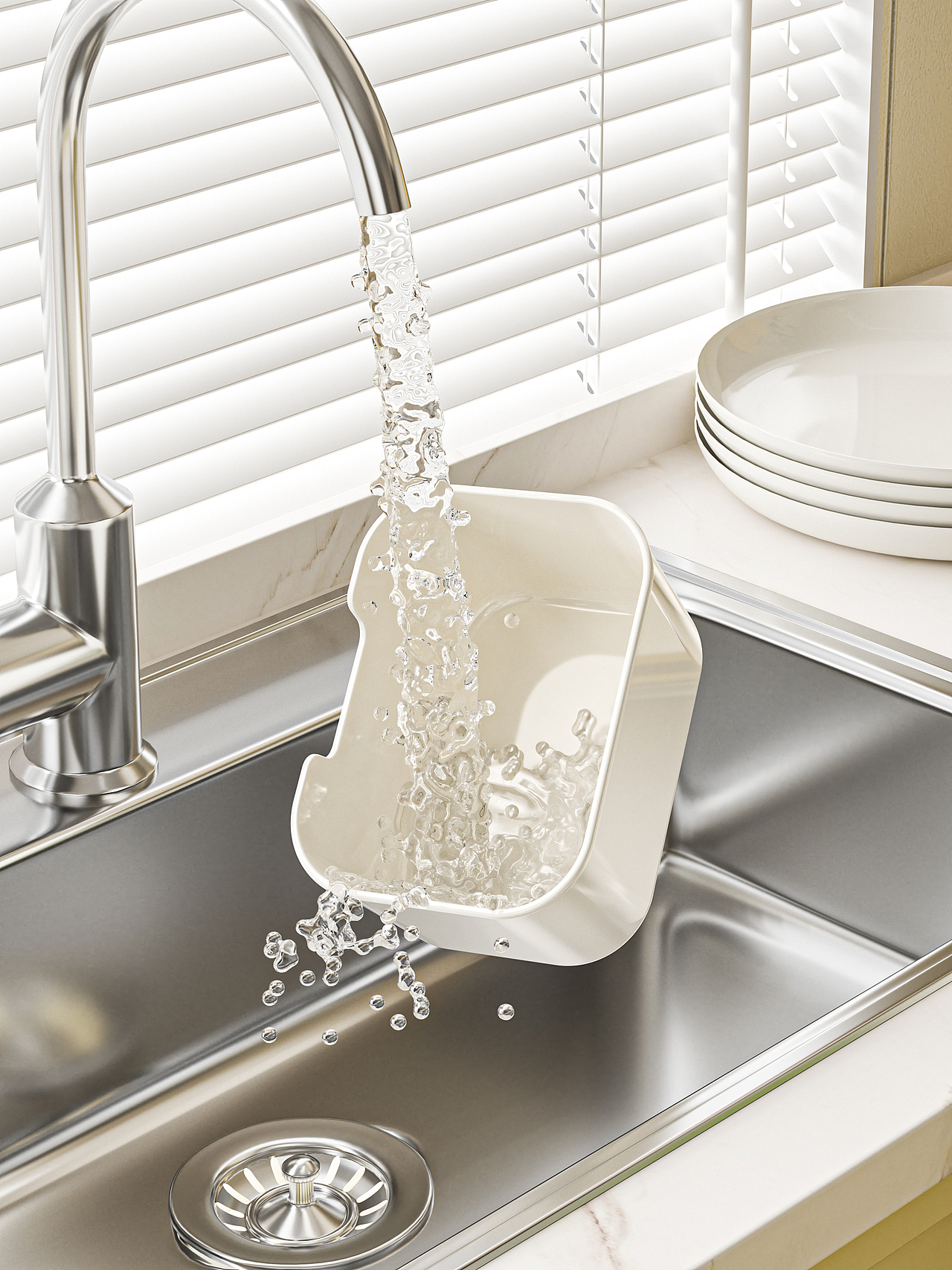 产品渲染-沙拉保鲜盒