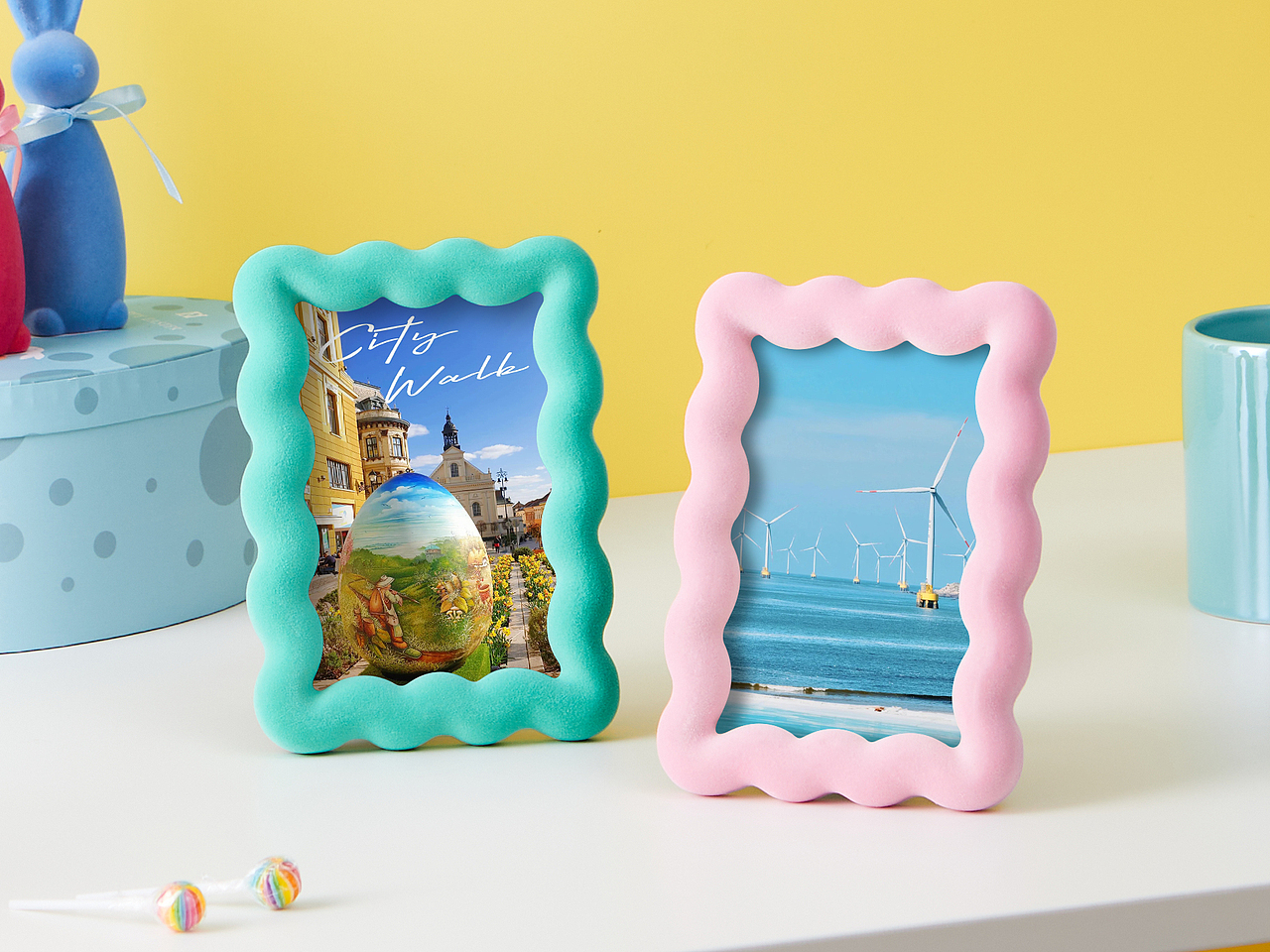 彩色波纹边相框