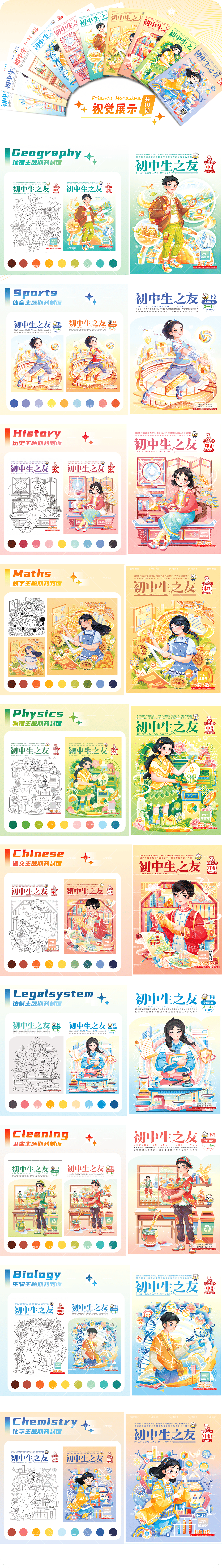 初中生之友期刊封面（共10期）