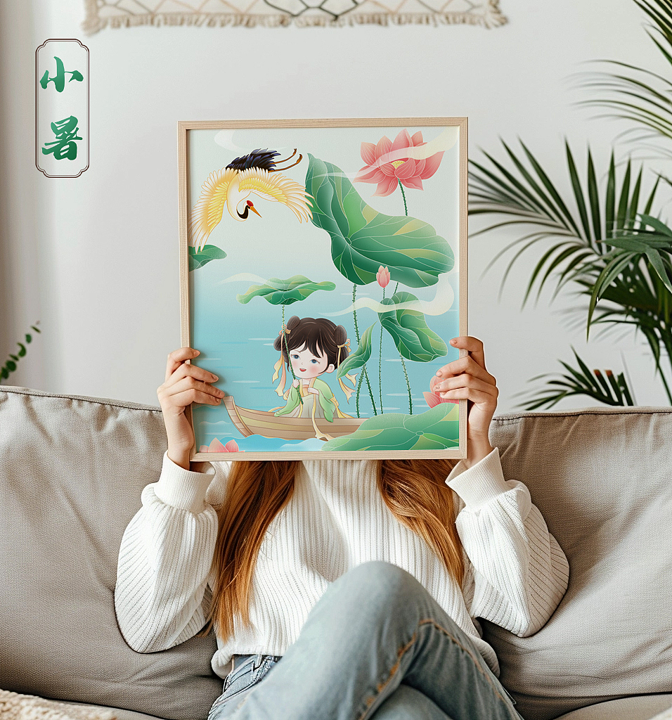 小暑节气插画_萌鸦广告_效果图