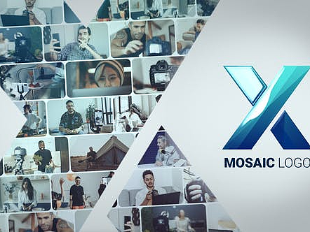 AE模板|独特马赛克照片标志LOGO演绎动画片头