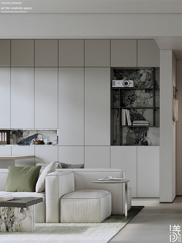 Young设计 | 漫游极简白的纯粹境界，邂逅一抹质感绿的诗意，拥抱现代简约的高级感美宅