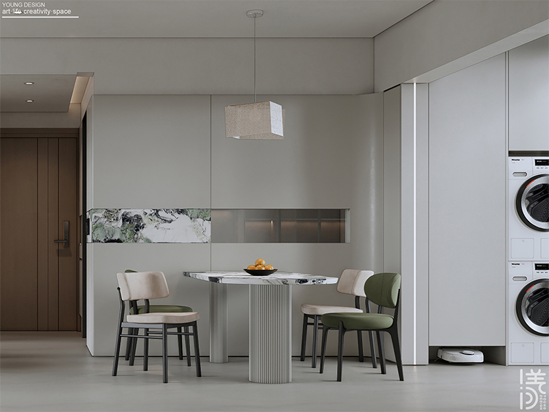 Young设计 | 漫游极简白的纯粹境界，邂逅一抹质感绿的诗意，拥抱现代简约的高级感美宅