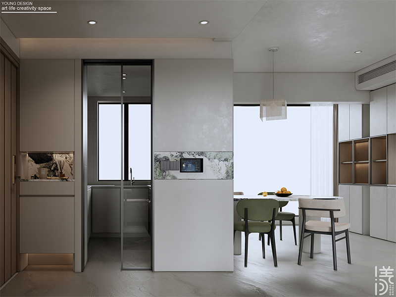 Young设计 | 漫游极简白的纯粹境界，邂逅一抹质感绿的诗意，拥抱现代简约的高级感美宅