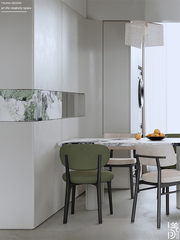 Young设计 | 漫游极简白的纯粹境界，邂逅一抹质感绿的诗意，拥抱现代简约的高级感美宅