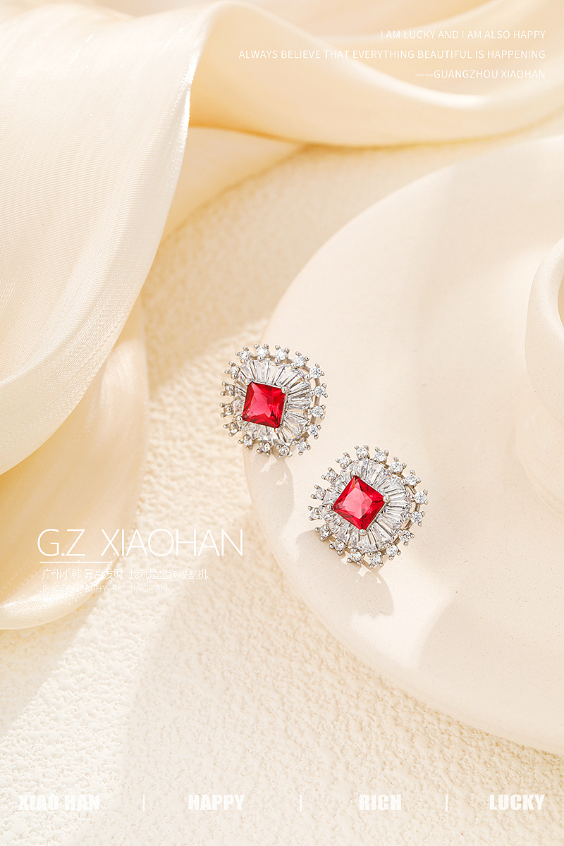 电商首饰拍摄 ins风 温柔简约 耳钉 首饰场景 暖色调