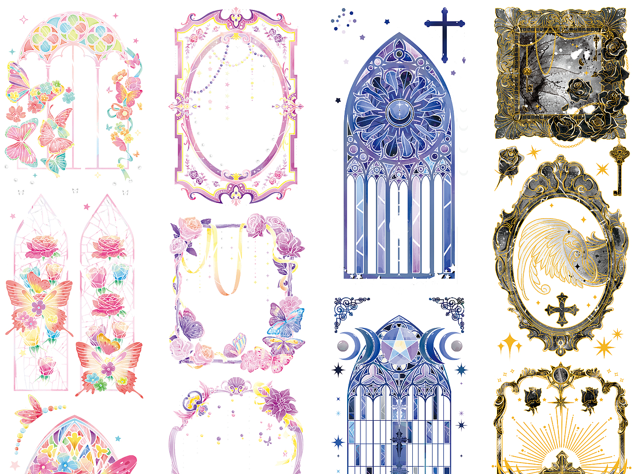 文创胶带作品/蝶屿花窗（图ZMzcyMjMwNzQ0） - 艺术插画 - 站酷设计师啊雷雷原创素材 - 站酷ZCOOL