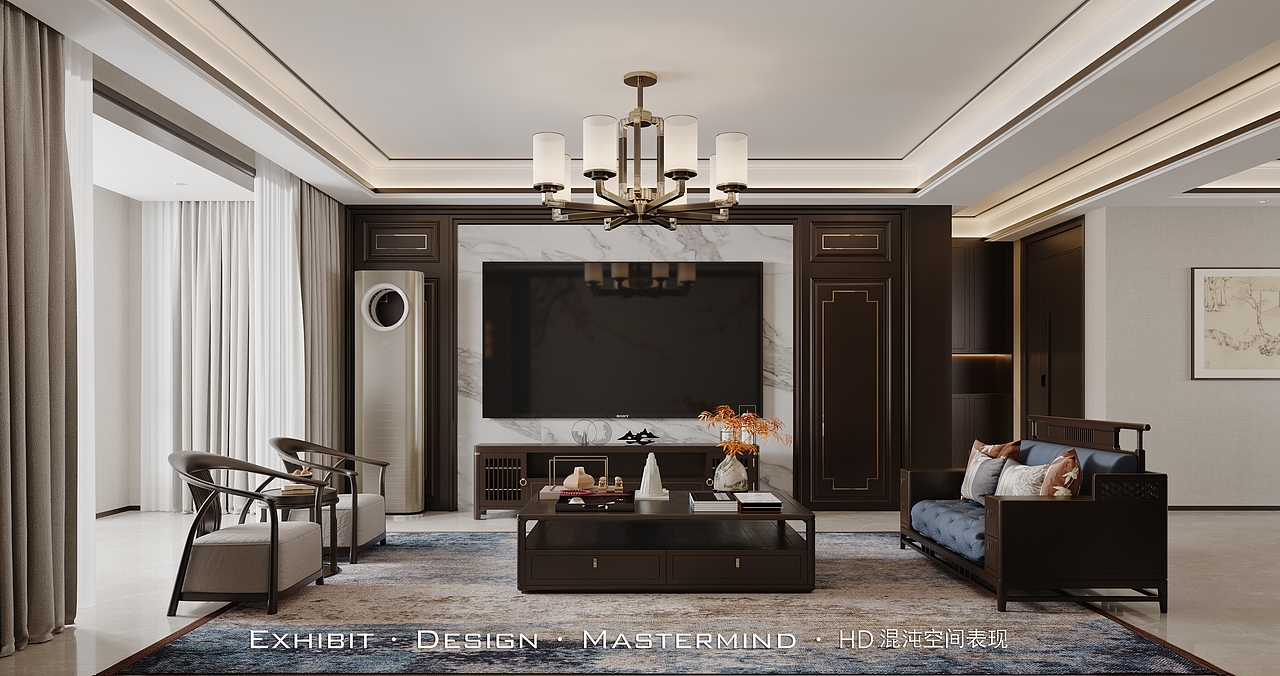 现代 新中式 平层客餐厅 X 混沌空间表现