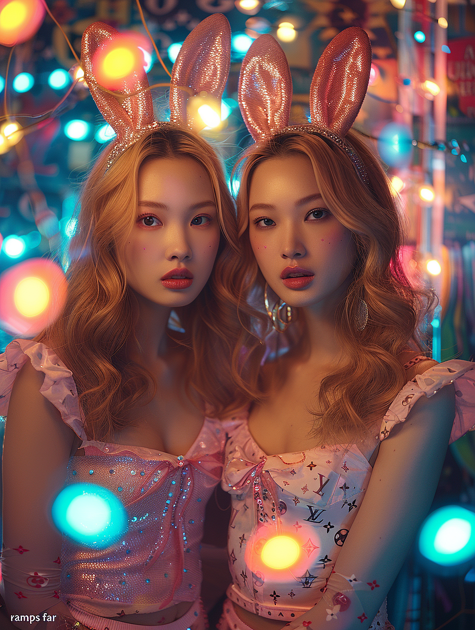 VV-Midjourney新作 | 迷幻致幻下的荧光感兔女郎