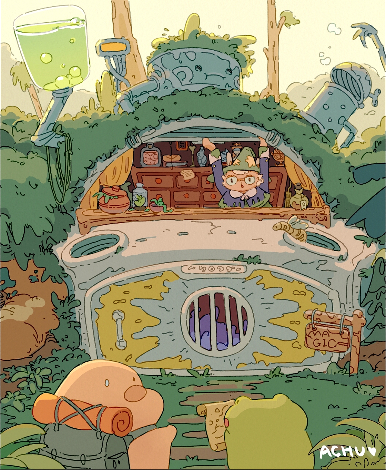 蛙蛙🐸豹豹🐆小镇生活（图ZMzcyMzAwMTQw） - 商业插画 - 站酷设计师好人阿楚原创素材 - 站酷ZCOOL