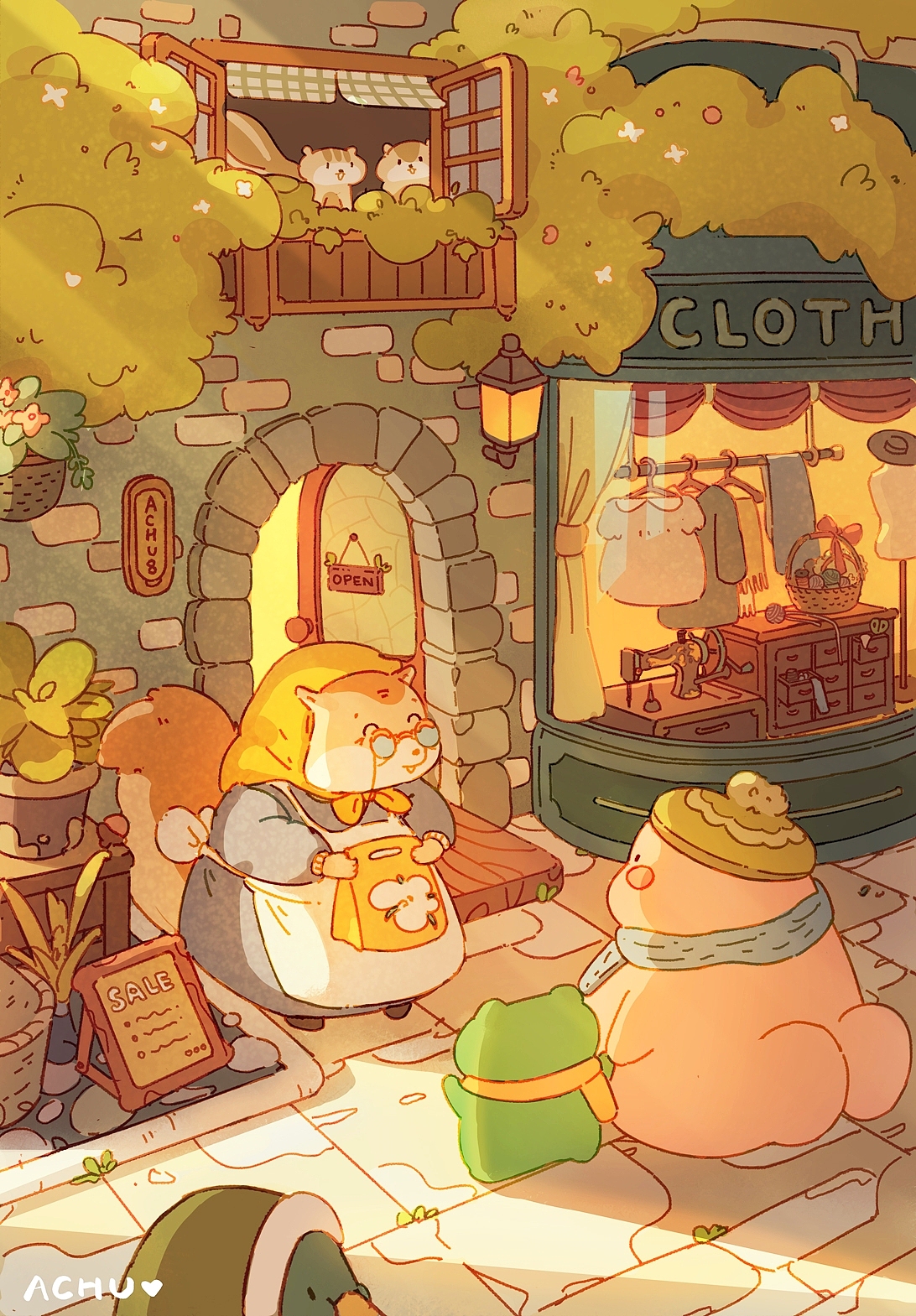 蛙蛙🐸豹豹🐆小镇生活（图ZMzcyMzAwMzg0） - 商业插画 - 站酷设计师好人阿楚原创素材 - 站酷ZCOOL