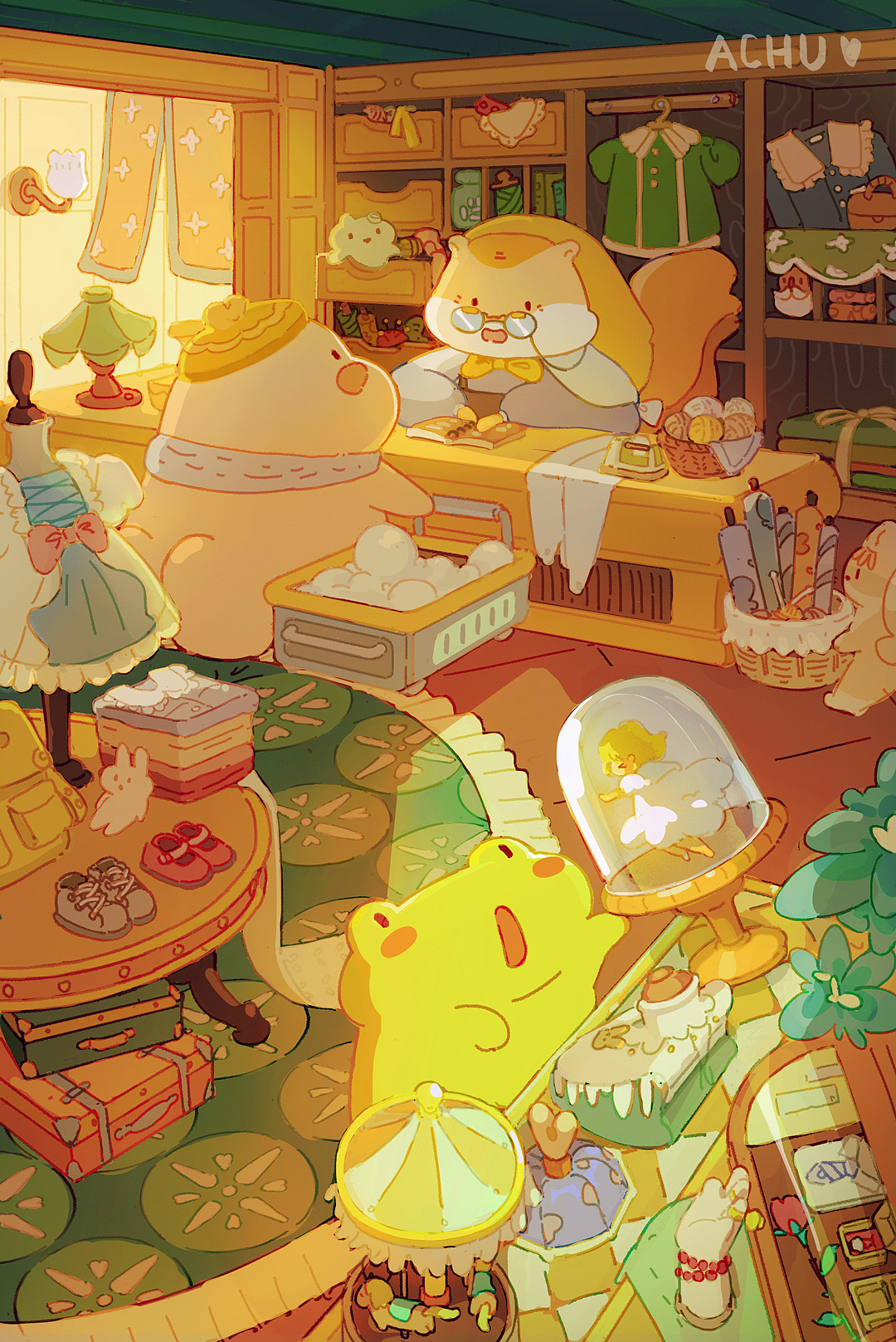 蛙蛙🐸豹豹🐆小镇生活（图ZMzcyMzAwNDY0） - 商业插画 - 站酷设计师好人阿楚原创素材 - 站酷ZCOOL